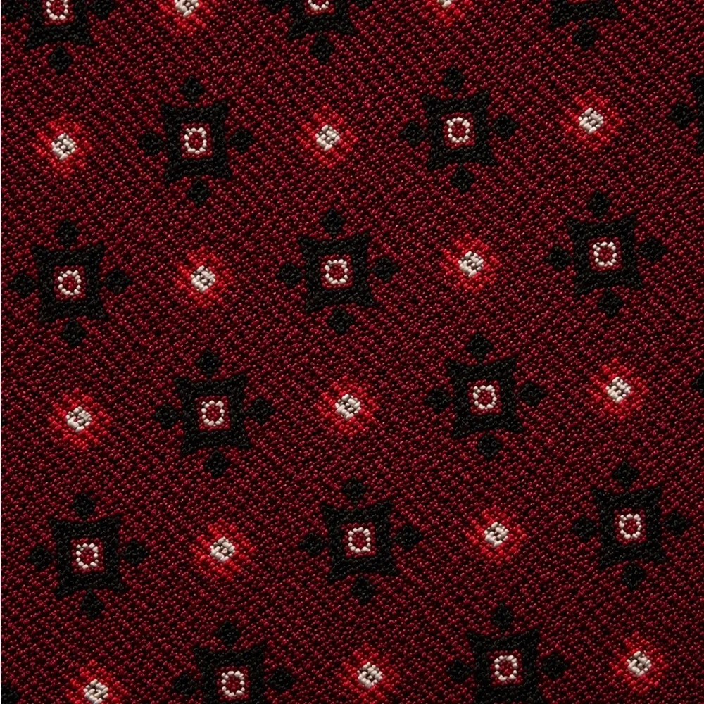 Isaia Burgundy Red Floral Medallion Silk Tie - Picture 4 of 10